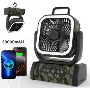Rechargeable camping fan, 2026 Upgraded30000mAh rechargeable, illuminating, 360 ° rotating hook, suitable for travel, bedrooms, homes, camping tents, offices, beaches, desks, fishing, and tabletop use.  portable fan outdoorfun Sports Earphones