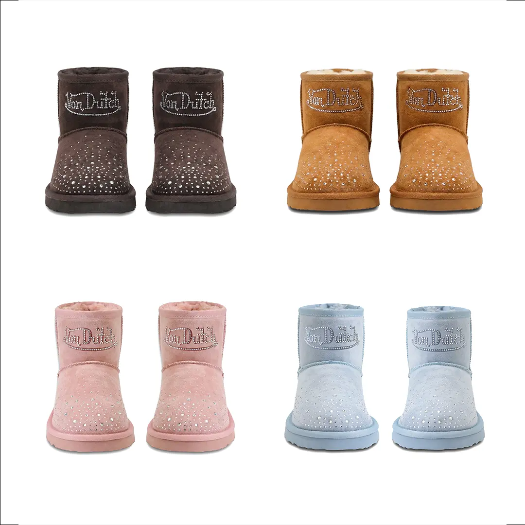 Von Dutch Rhinestone Shearling Boots - All Styles