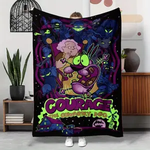 Courage the Cowardly Dog Flannel Throw Blanket Ultra-Soft, All-Season Comfort Blankets,Perfect for Sofa, Bed, Travel & Home Decor Ideal Birthday/Holiday Gift for Fans
