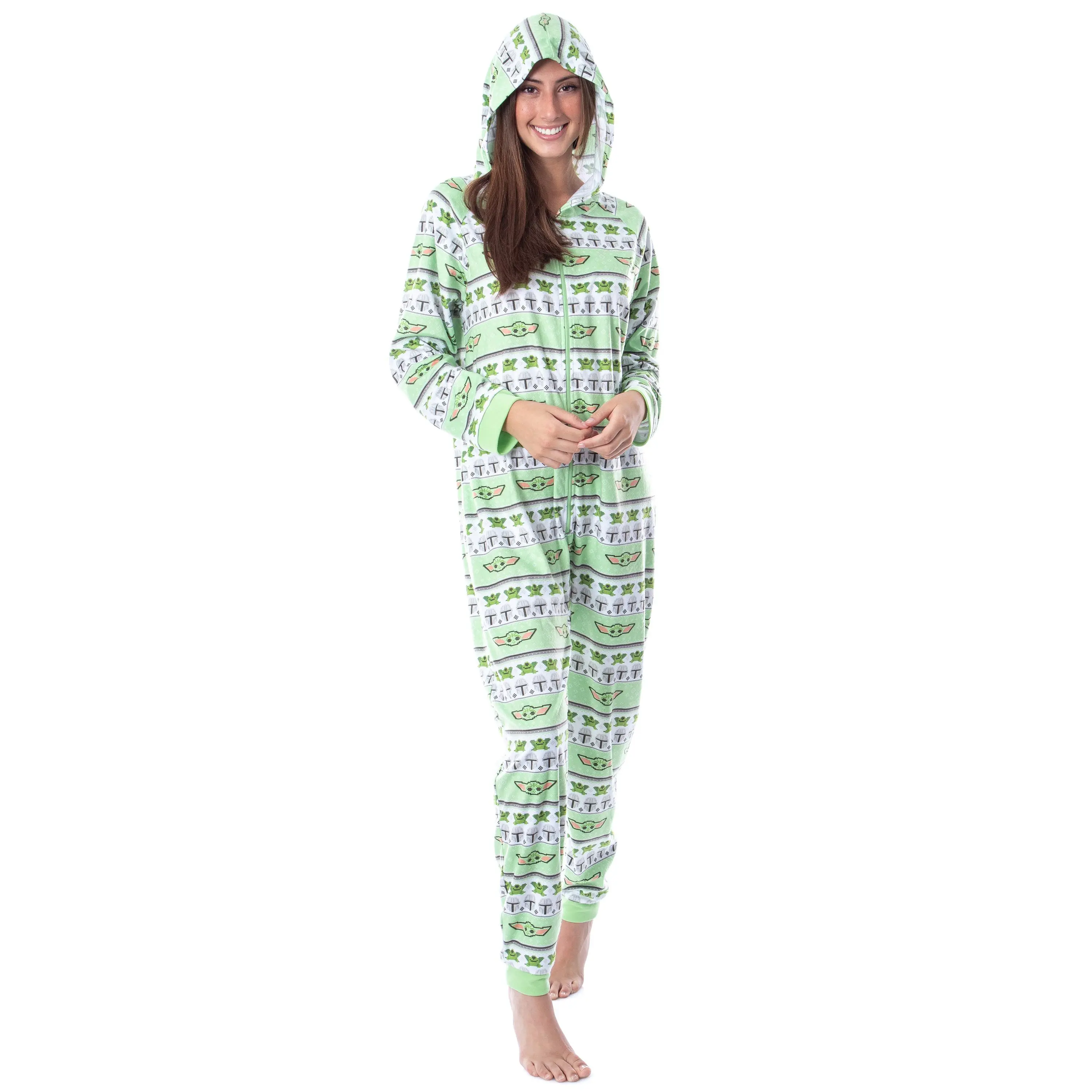Disney Star Wars' Ugly Sweater Sleep Pajama Jumpsuit Union Suit Hooded PJ S/M