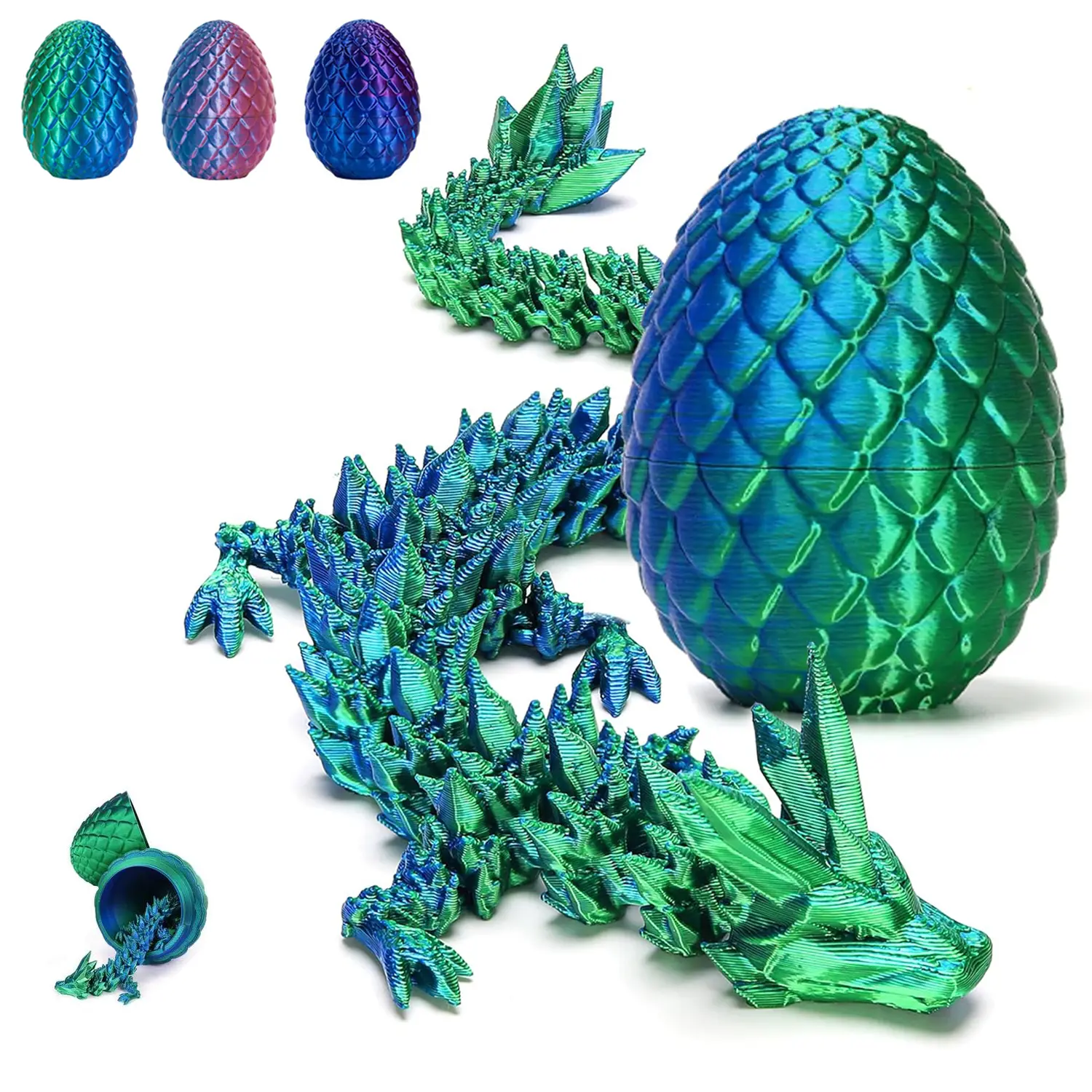 1-Count Decorative 3D-Printed Magical Dragon Statue with Hinged Twist & Reposition Parts - Colorful Gradient Egg Ornament, Crystal Dragon Theme Sparks Wonder, Mythical Creatures Collectible, Easter Egg Gift, Home/Office Desktop Decor for Adults