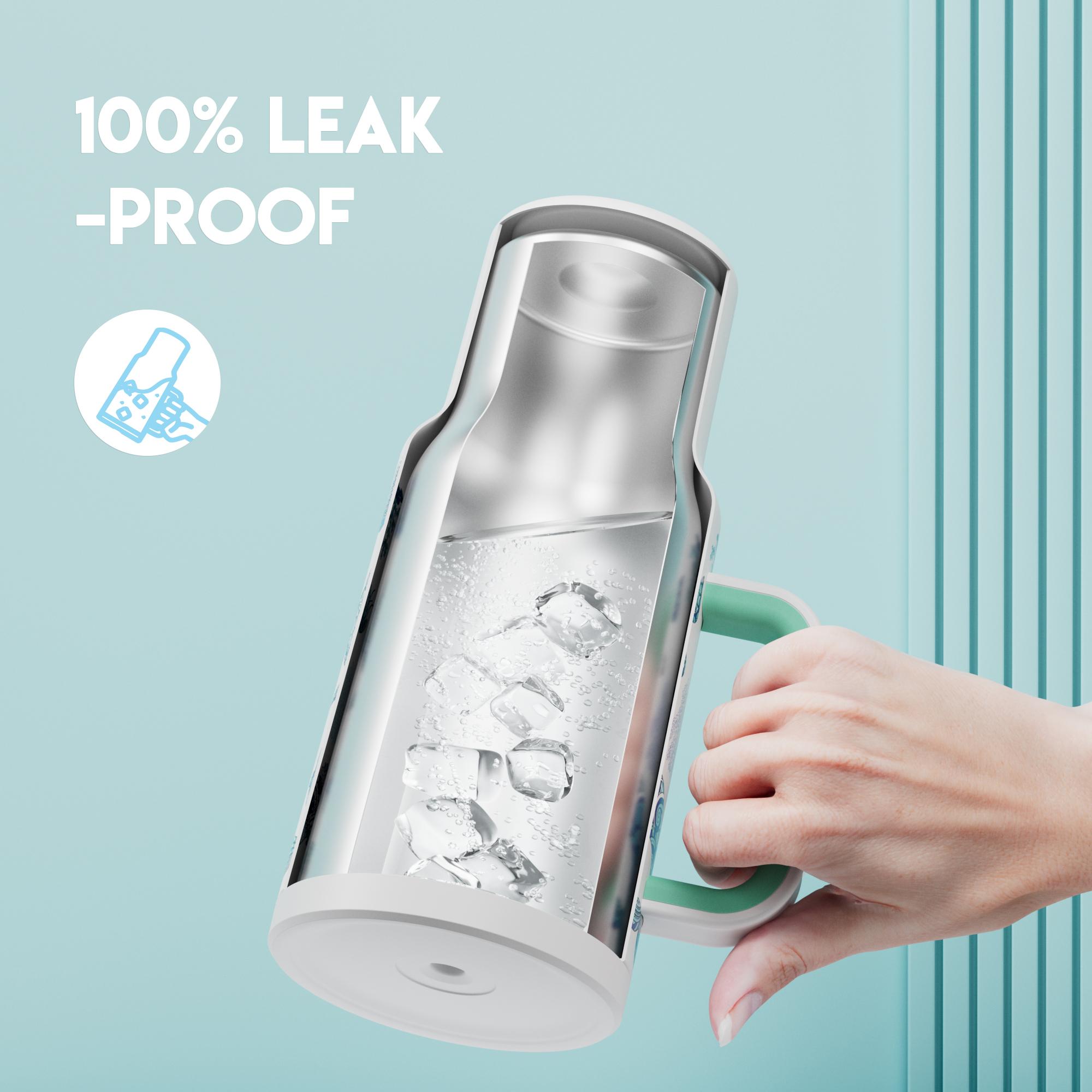 【Latest Style】 - Meoky 40oz Stay Hot Or Cold All DayStainless Steel Thermos Cup, Perfect For Car, Office & Travel, Large Capacity, Trendy Design, Glow-In-The-Dark White Marine Life, Insulated Mug Tumbler With Handle