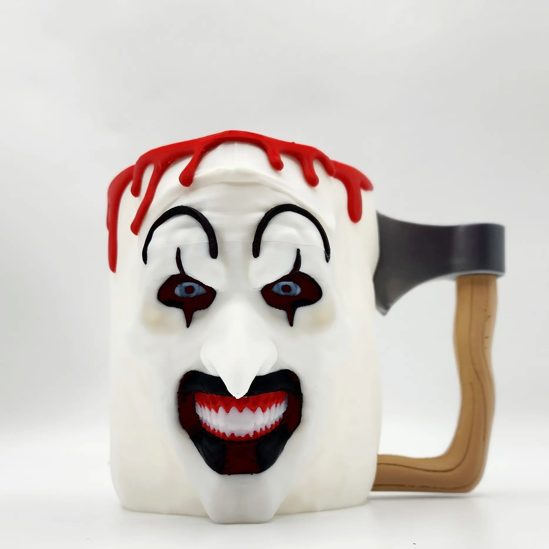 Terrifier Art the Clown Horror Resin Blend Cup & Ice Cream Pint Holder - Hand-Painted Clown Face, Standard Size for Ben & Jerry’s/Haagen-Dazs, Spooky Slasher Fan Gift, Kitchen Decor Drinkware