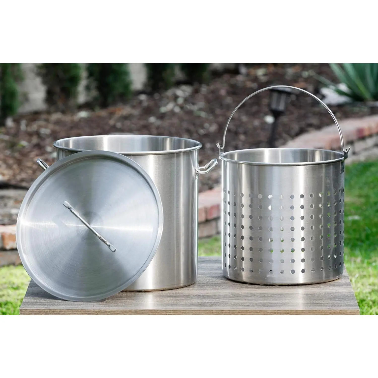 Barton 53Qt Stock Pot w/Strainer Basket Commercial Stainess Steel Food Grade 304 Turkey Deep Fryer Crawfish Clam Steamer