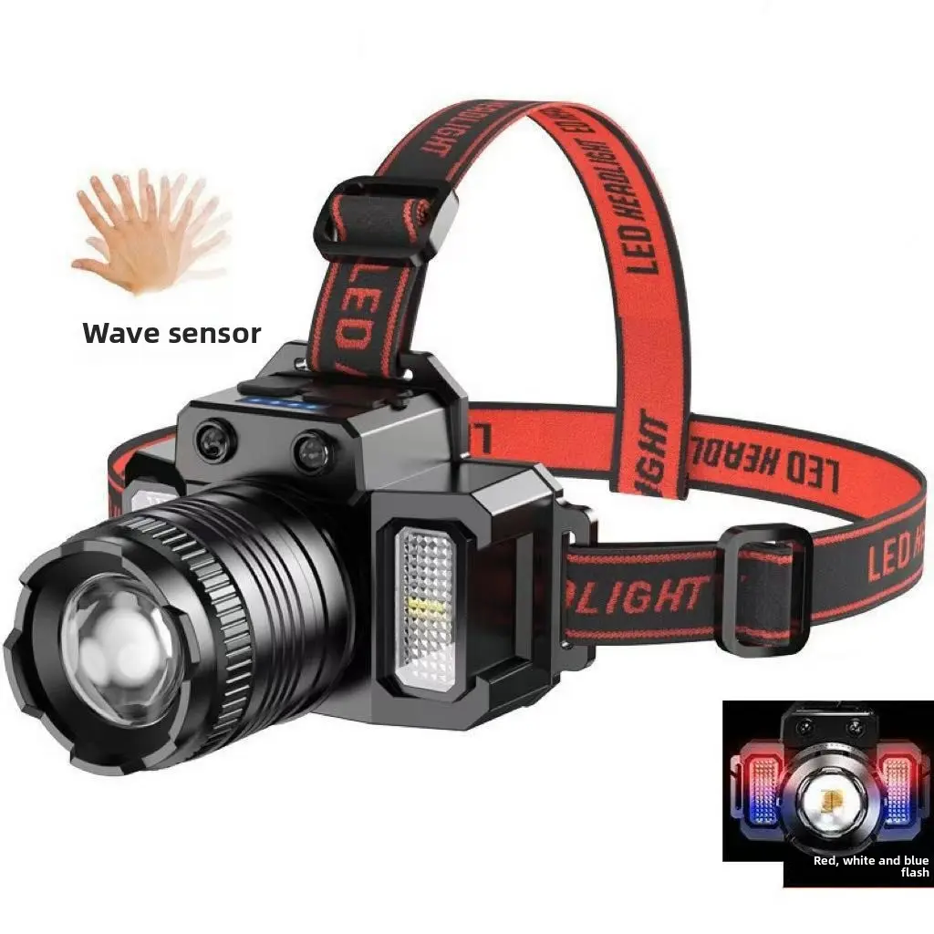 Rechargeable Headlamp, 90,000 Lumens Ultra‑Bright Head Lamp, Super‑Bright Hard Hat Light, Zoomable Headlight, Camping Accessories, 5 Modes, Waterproof Headlight, Camping Gear for Adults, Cycling, Running