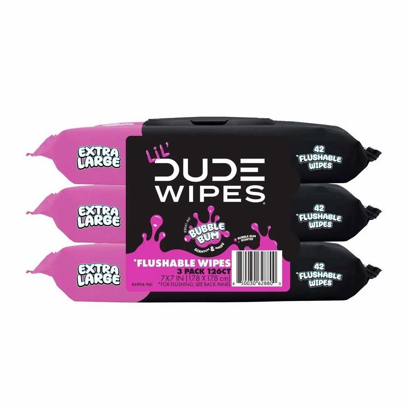 (Choose scent) LiL' kids DUDE Flushable Wipes, Extra Large Bubble Bum Wet Wipes, Bubble Gum Scent butt wipe