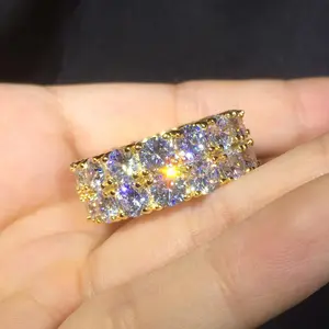 Fully Iced 2-Row CZ Ring – Copper Base Hip Hop Jewelry