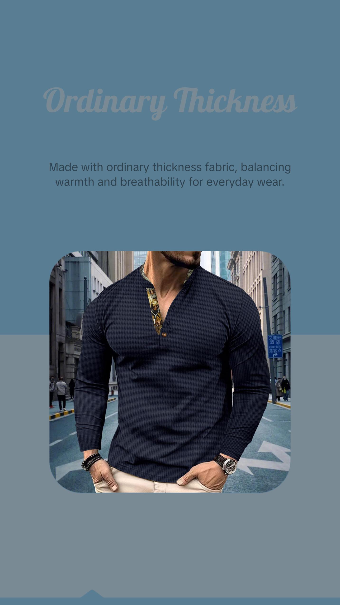 Men's Polo Shirt Double-layer Stand Collar Long Sleeve