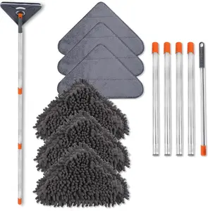 Wall Cleaner Mop with 79" Long Handle – 360° Extendable Wall & Ceiling Cleaning Tool with Squeegee and 6 Reusable Replacement Pads for Baseboards & Floors