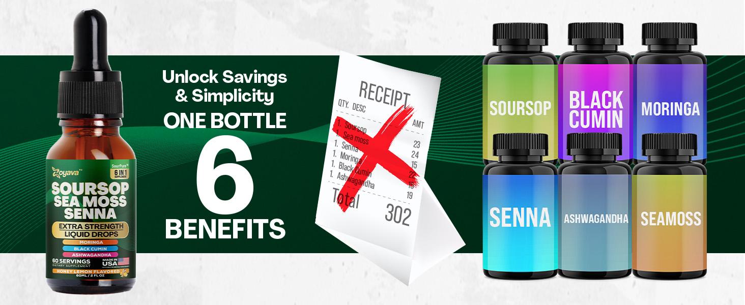 Zoyava Soursop Bitters – Flavored, Extra Strength All-in-One Dietary Supplement Drops, Made in USA – 60mL Nutrition Liquid