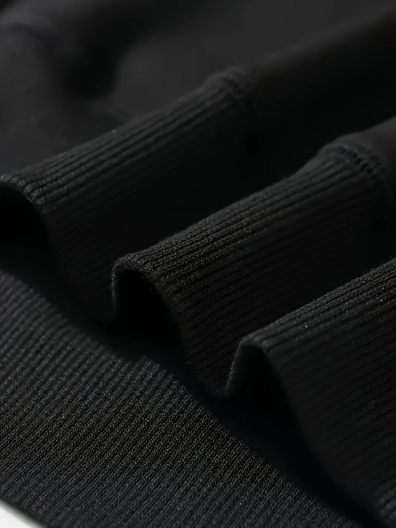 Men's Sports Set - Round neck Long sleeved Top with Strap up Running Pants, Polyester Knitted Fabric, Regular Style Sportswear, Printed Details, Autumn 2-piece Set.