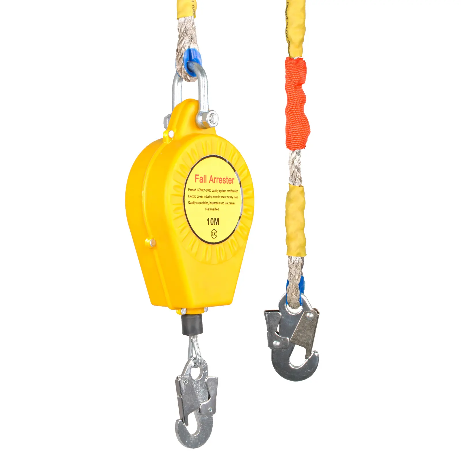 33ft Self-Retracting Lifeline - Heavy Duty Outdoor Fall Arrester, Dual Alloy Steel PPE Shell, Steel Cable Wire Rope, 3.3ft/s Brake, Spring Buffer, Roofing Safety Lanyard with Heavy Duty Hook