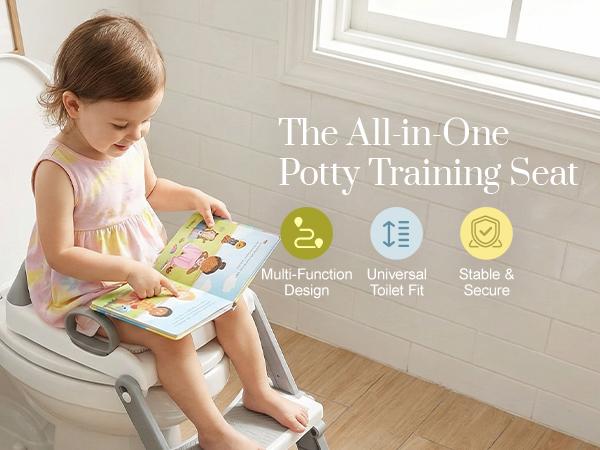 Potty Training Seat with Folding Travel Potty Seat for Toddlers, 2 in 1 Potty Training Toilet Seats, Anti-Slip Toddler Toilet Seats with Steps, Waterproof Cushioned Mat and Splash Guard, Grey, mothersdaygift, #Summervibes Potty Training Seat with Folding Travel Potty Seat for Toddlers, 2 in 1 Potty Training Toilet Seats, Anti-Slip Toddler Toilet Seats with Steps, Waterproof Cushioned Mat and Splash Guard, Grey, mothersdaygift, #Summervibes