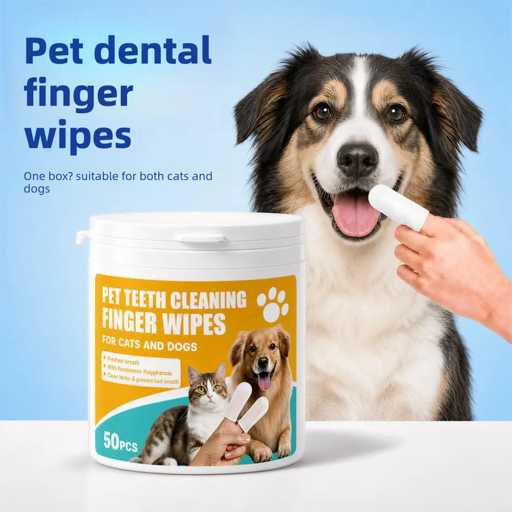 Dental Wipes All Natural for Dogs and Cats，Pet Teeth Cleaning   finger  Wipes for Dogs & Cats, 50 Pcs, Reduces Plaque, Alternative to Toothbrushes & Toothpaste,PePets