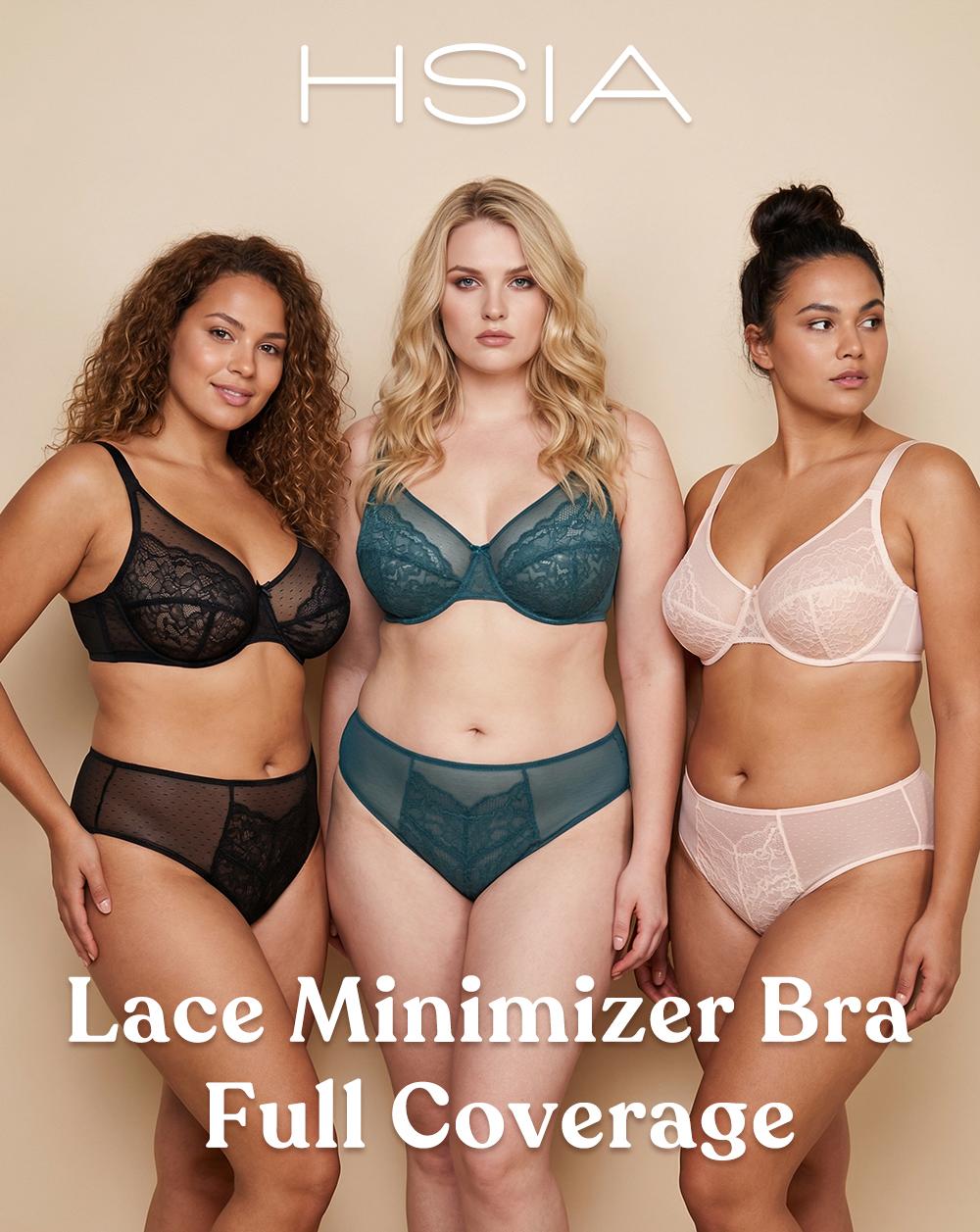 HSIA Enchante Floral Lace Plus Size Underwire Unlined Unpadded Minimizer Full Coverage Bra Women's Wear Comfortable Breathable Mesh Cup SpringStatements