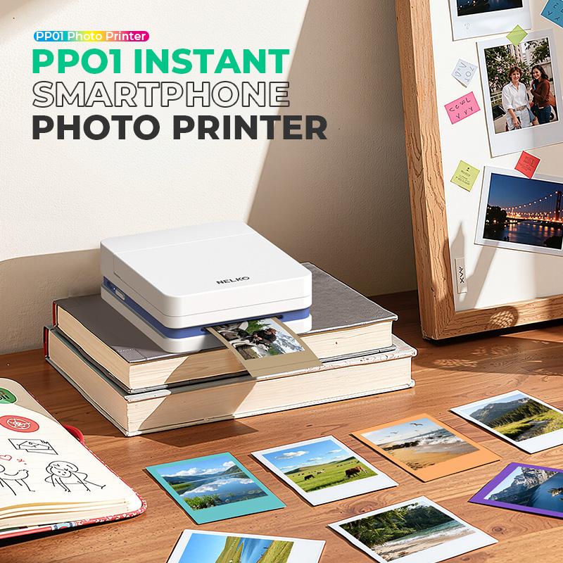 PP01 Portable Mini Color Wireless Mobile Printer, Instant Smartphone Photo Printer, Sticky-Back Photos, Bluetooth Compatible with iOS & Android Devices, Fun Editing App, Perfect Gift For Valentine's Day, Mothersdaygift outdoorfun #SummerVibes