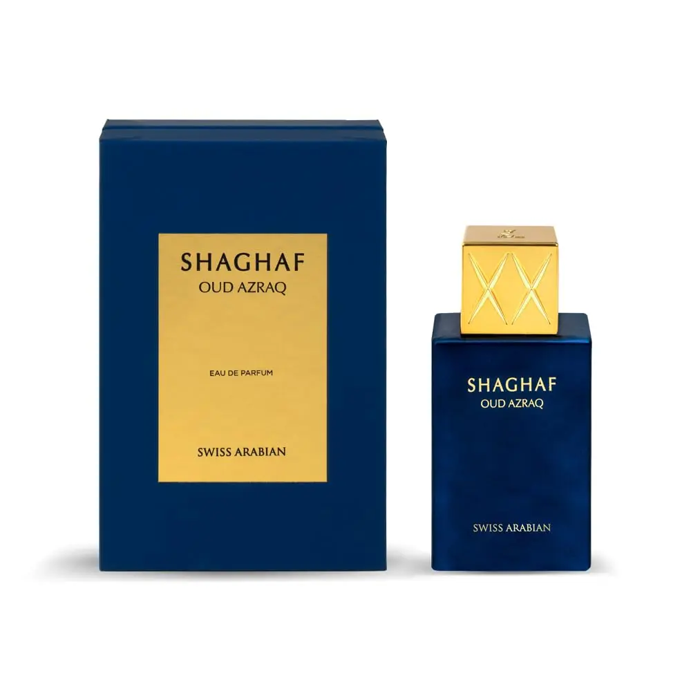 Swiss Arabian Shaghaf Oud Azraq Eau de Parfum 25ml Miniature – Unisex Luxury Perfume from Dubai, Honey Oud with Cinnamon, Vanilla & Leather