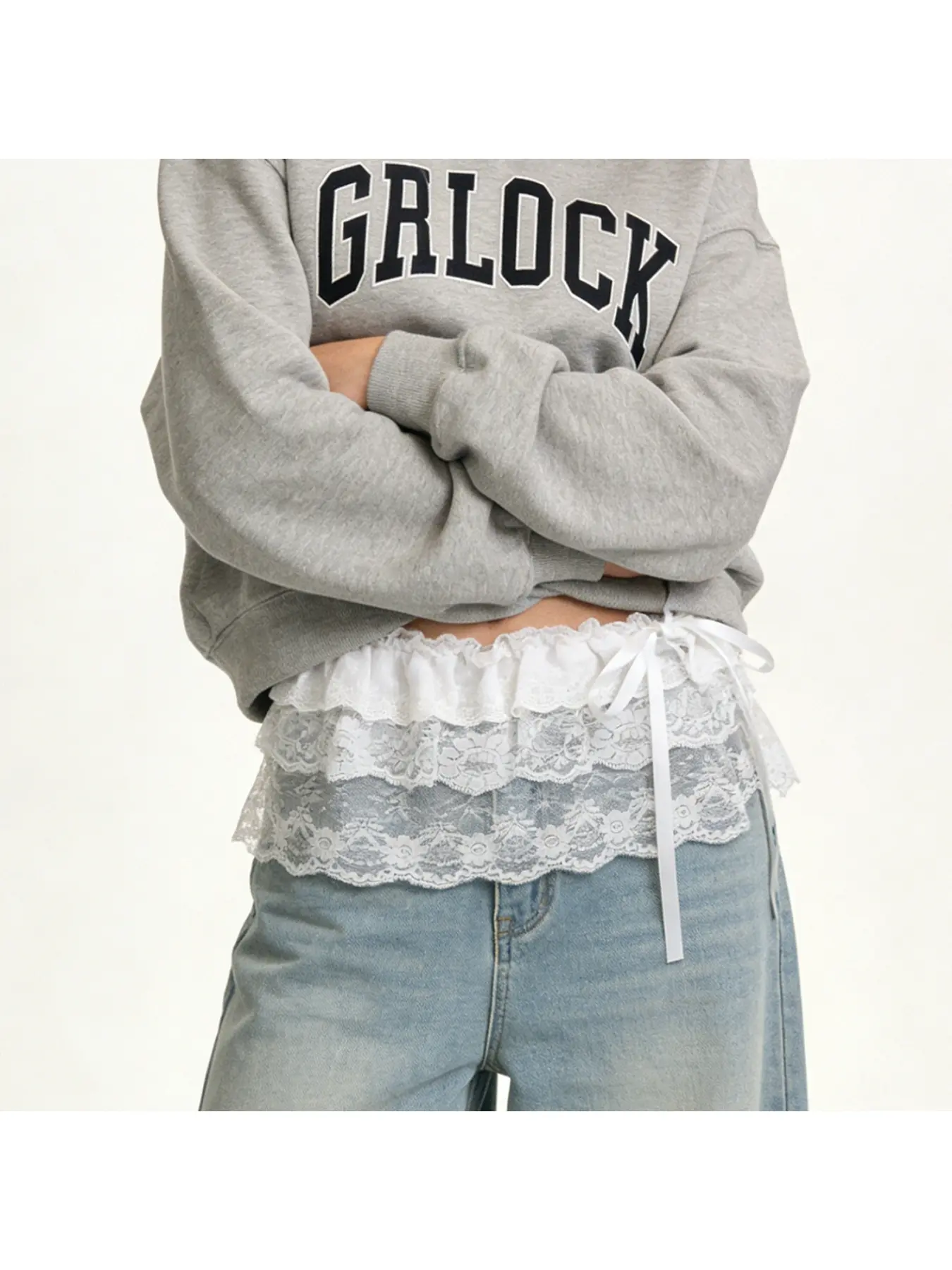 Korean-style spring and summer half skirt, new sweet style lace tie belt nylon lace ruffled a-line skirt, Chic, Elegant, Lady, Women
