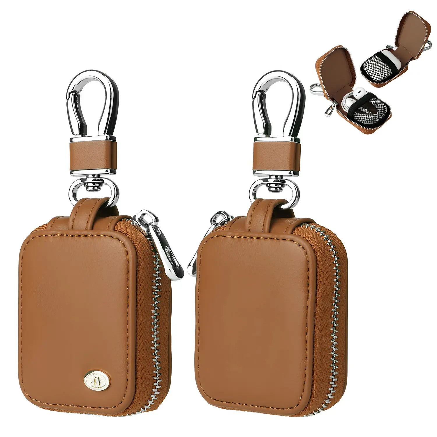 Earbud Case for AirPods Pro 4/3/2/1 Universal, Dustproof & Anti-scratch PU Leather Travel Wireless Earbuds Bag, PU Leather Hard Portable Earphone Case Protective Storage Pouch Bag with Mesh Pocket & Keychain #mothersdaygift#SummerVibes tiktokshopspringglo