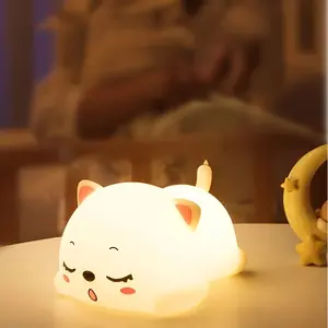 Soothing Sleep Aid for Girls: Adorable Cat Silicone Night Light with Warm Glow, Touch-Activated for Peaceful Bedtime
