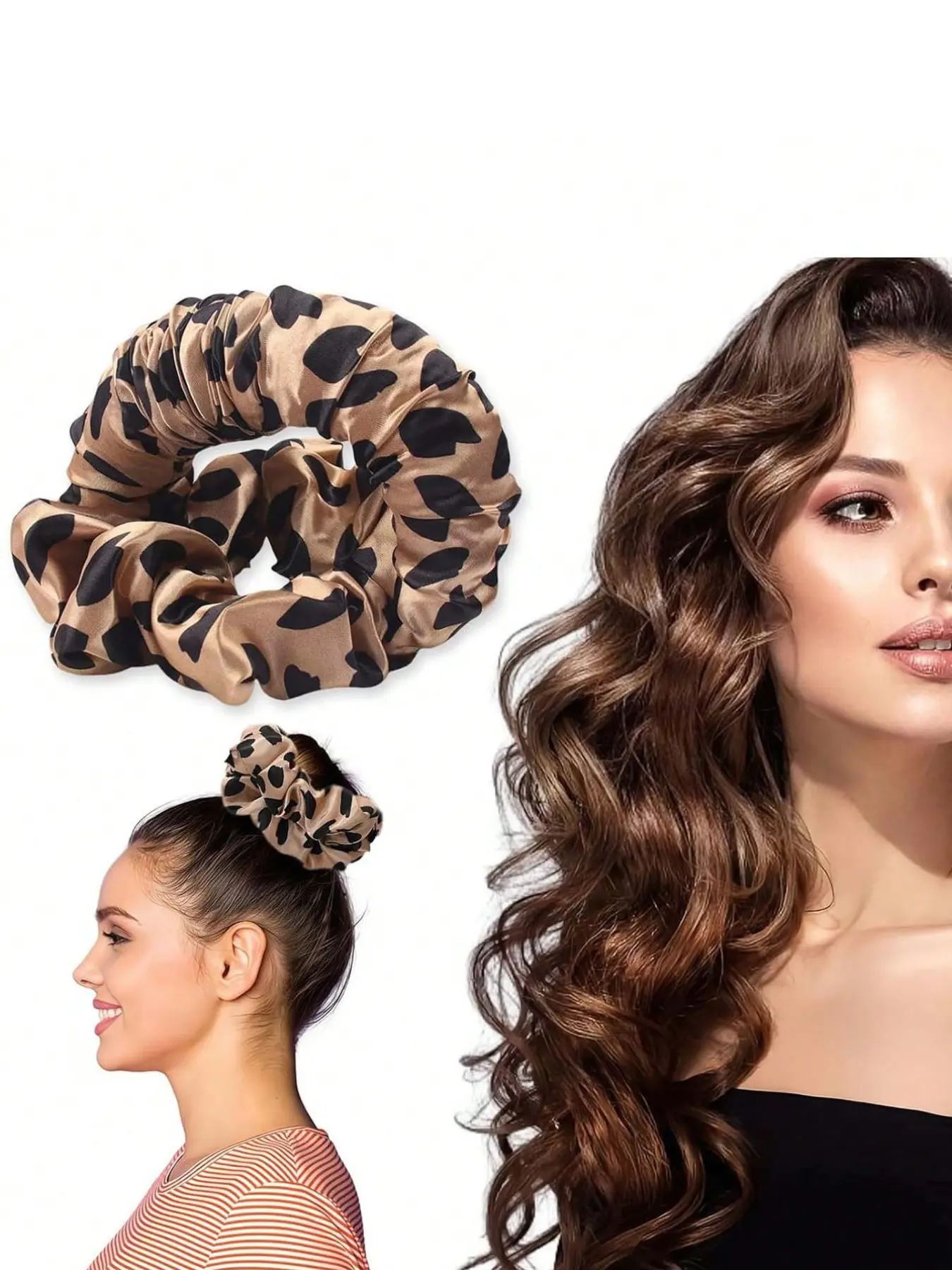 Heatless Hair Curler with Polka Dots, Overnight Satin Curling Set, Heatless Styling Kit for All Hair Types, Shiny Bouncy Curls, Includes Scrunchie & Clip, No Heat Needed, Heatless Curlers, Heatless Styling Tool