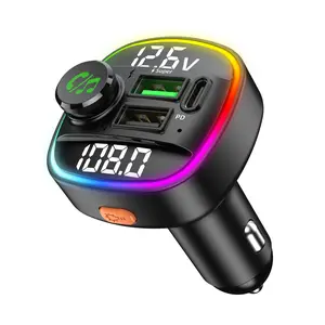 Bluetooth FM transmitter, Bluetooth car adapter with dual USB charging ports, car radio kit, MP3 player, supports TF card and USB flash drive, hands-free calling, 7-color LED backlight, black.