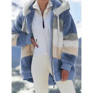 Winter Long Coats for Women Plus Size Winter Warm Loose Plush Zip Hooded Jacket Coat Gifts Christmas Gift Womenswear TopsGift