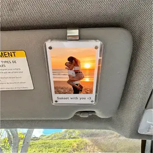 Car Picture Holder for Sun Visor – Magnetic 2.36"x3.5" Car Visor Photo Clip, Horizontal & Vertical Photo Display, Wallet-Size Clear Acrylic Car Picture Frame Perfect for Polaroid Go and Instax Mini