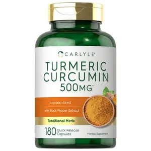 Carlyle Turmeric Curcumin Supplement 500 mg | 180 Capsules | with Black Pepper Extract | Non-GMO & Gluten Free