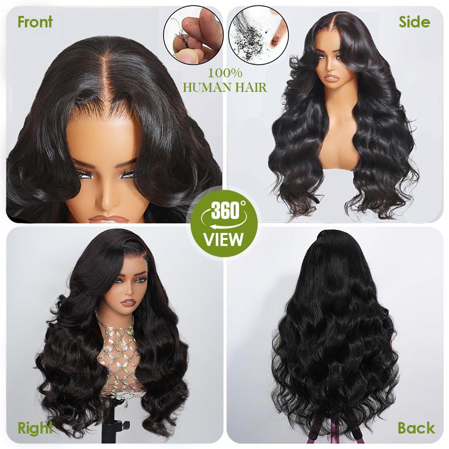 Caleber Hair 13x6 Lace Front Wigs Human Hair Pre Plucked 200 Density HD Body Wave Lace Front Wigs Human Hair Frontal Wigs  for Women Pre Plucked Black wig