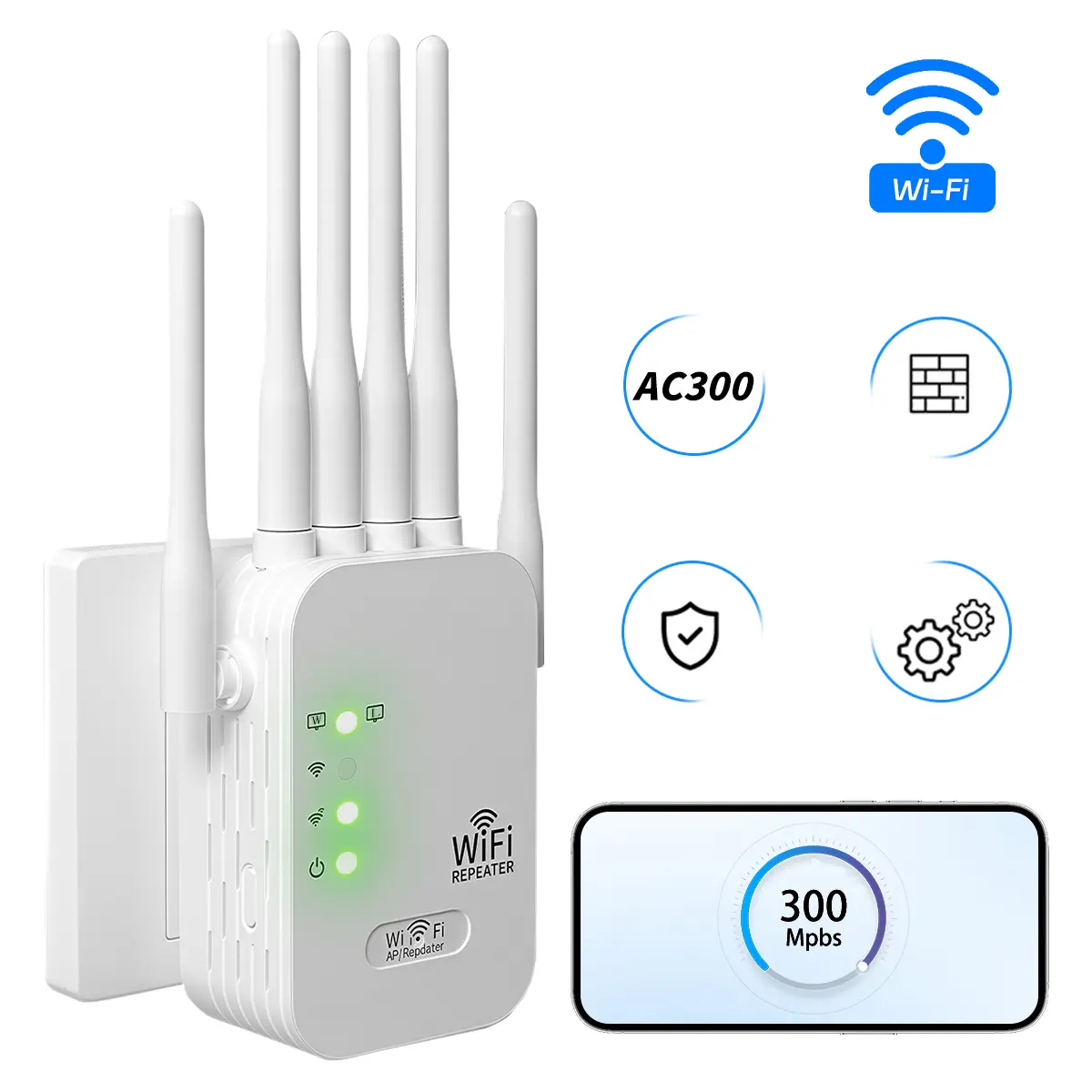 6 Antenna WiFi Extender, Wifi Extenders Signal Booster For Home, High Speed Wifi with Ethernet Port 300Mbps 2.4GHz Signal Booster Covers 6000 Sq Ft for 50 Devices Home Router Repeater Easy Setup for Gaming