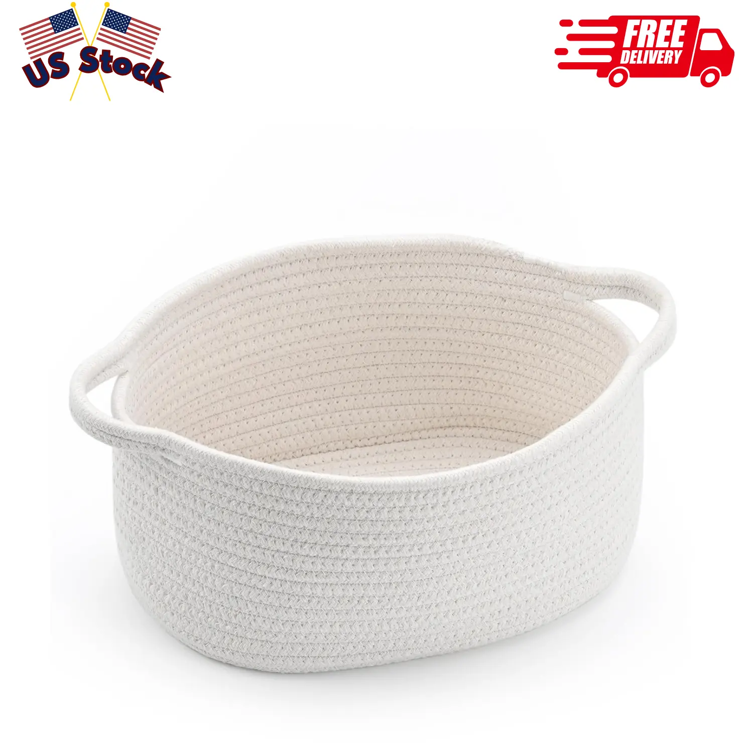 Cute Woven Easter Basket with Handle 13" D x 8" W x 6" H