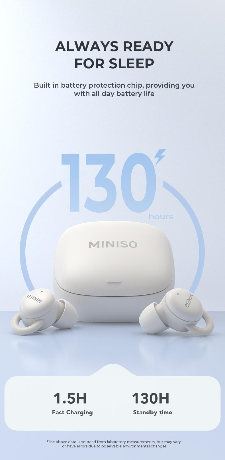 MINISO X10 Sleep Earbuds,Bluetooth Earphones,Wireless Earbuds,Touch Control,Smooth Bluetooth 5.4,Sleep-Noise Cancelling,Fast Charging & Long Standby,Comfortable Soft Ear Tips.