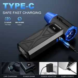 LupuAuto High Speed Electric Air Duster 4 Gears Adjustable Portable Handheld Blower for Computer, Keyboard, Car and Home Cleaning