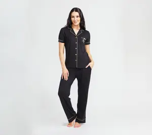 Randy Fenoli Sleepwear Yummy Short Sleeve Pajama Set with Satin Piping Randy Fenoli Sleepwear Yummy Short Sleeve Pajama Set with Satin Piping