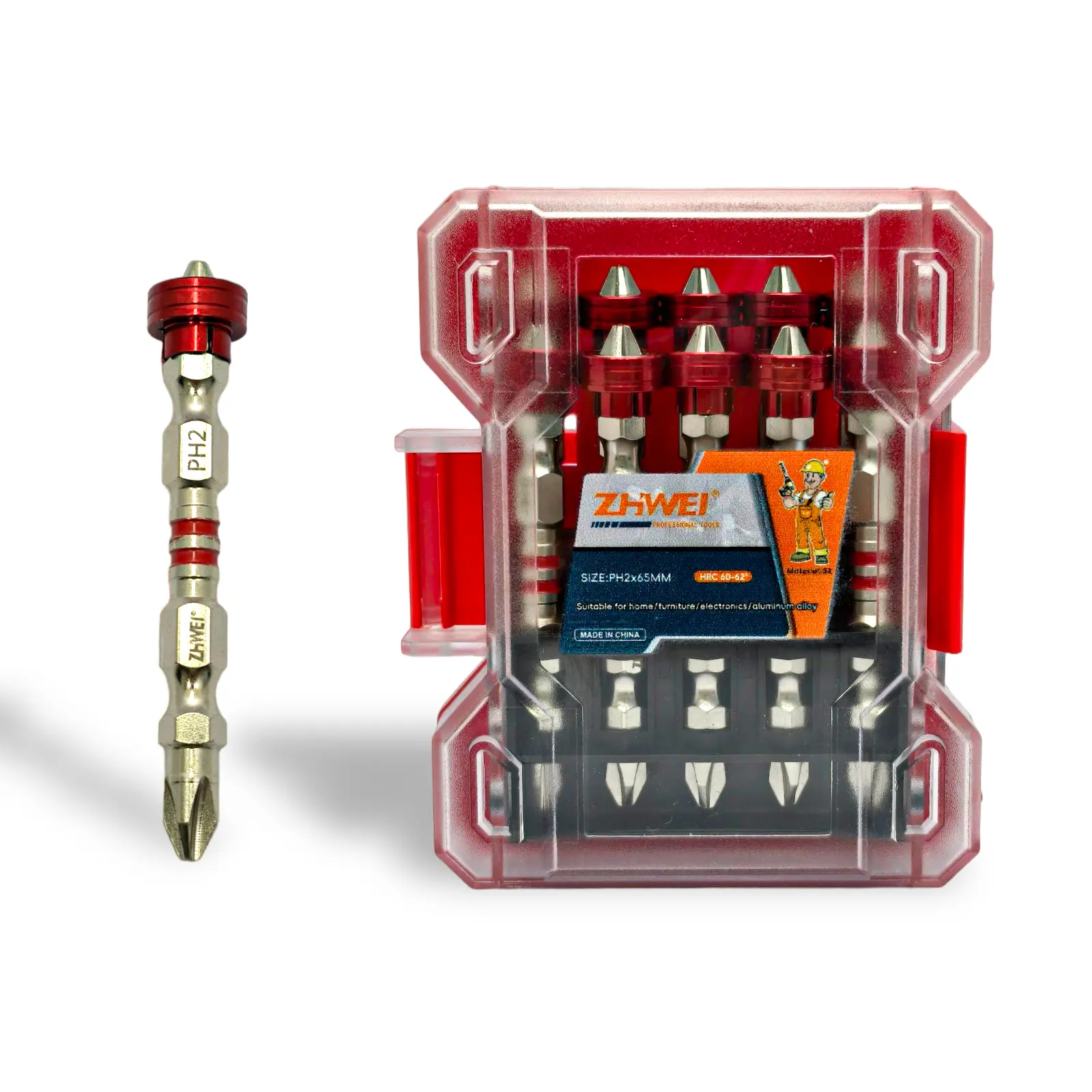 ZHWEI S2 Powerful Magnetic Ring Impact Screwdriver Bits Set, 10PCS PH2-65mm Power Tool Accessories for Efficiency & Toughness