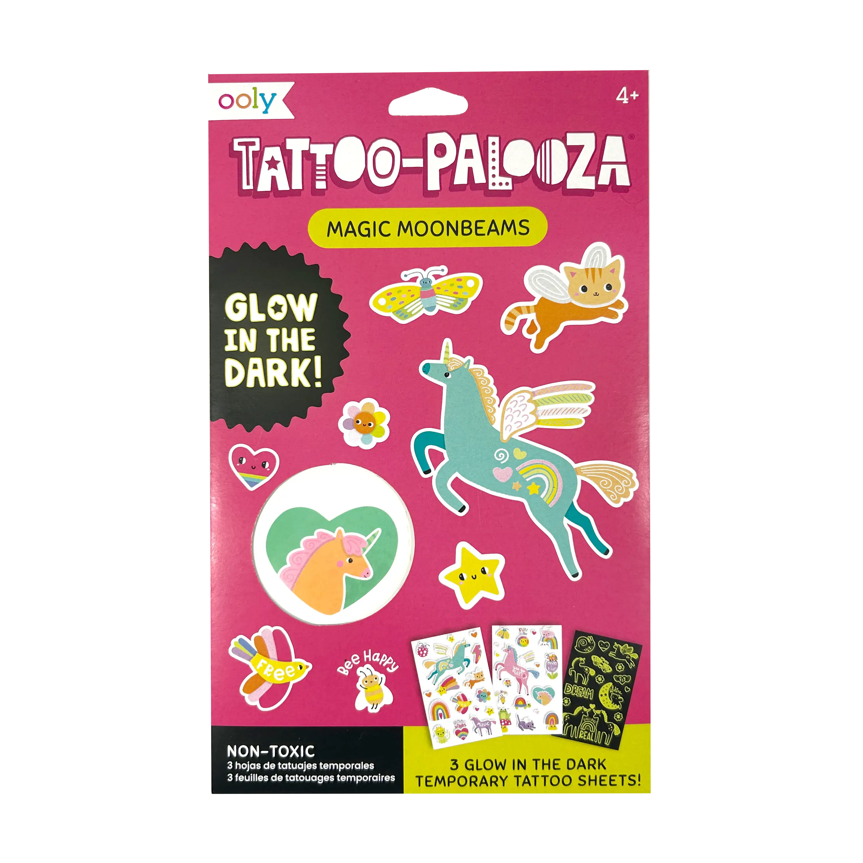 Tattoo-Palooza Glow in the Dark Temporary Tattoos - Magic Moonbeams - 3 Sheets