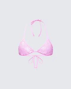 Amal Pink Sequin Bikini Top