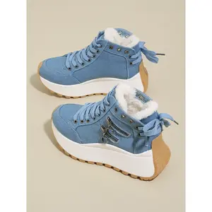 Women's Winter Boots, Fluffy Snow Boots, Silver Color Loafers, Thick Sole Mary Jane Flats, Casual Sporty Shoes for All SeasonsGift