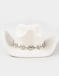 Heart Buckle Cowboy Hat, White