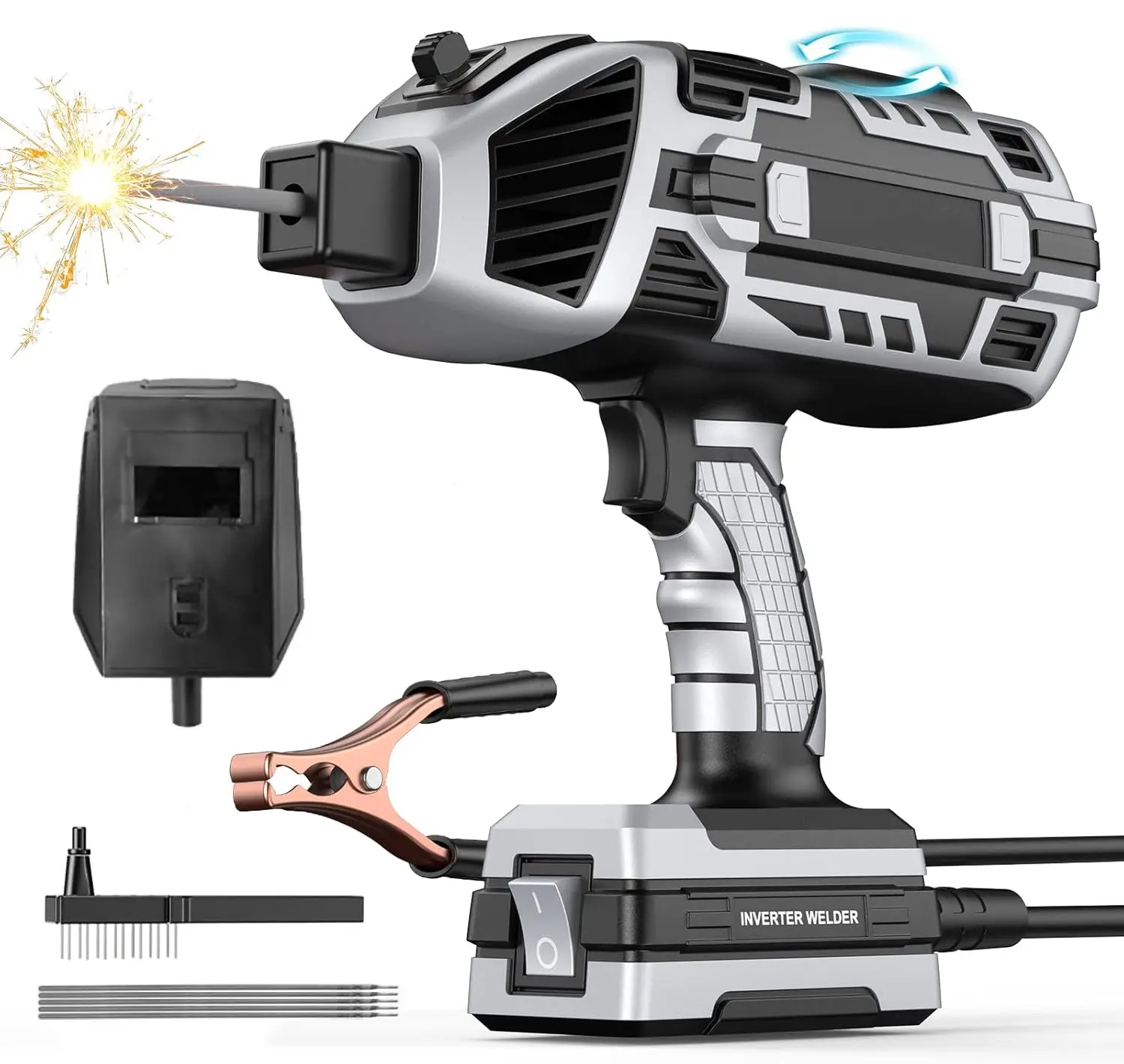 110V Handheld ARC Welder - Portable IGBT Inverter Electric Welding Machine, 5 Adjustable Current, 3/32" Electrode Compatible, Complete Kit for Home, Auto Repair & DIY Projects