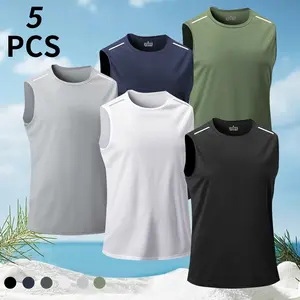 Men's Workout Tank Tops with Reflective Shoulder Stripes, Quick Dry Muscle Stringer Gym Shirts for Bodybuilding, Breathable Sleeveless Running Vest, Lightweight Activewear Training Gear, High Visibility Night Safety Sports Apparel