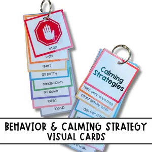 Behavior & Calming Strategy Cards: Visual Cues for Autism, ADHD, Behavior Support, ABA, Speech and Language