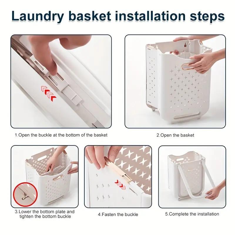 Foldable Rolling Storage Basket with Wheels - Extra-Large Capacity, Wall-Mountable, Space-Saving Organizer Laundry Room, Bedroom, Closet, And Small Spaces Laundry Basket- Stackable And Foldable Storage Bin for Home, Office, And More, Shelf Baskets