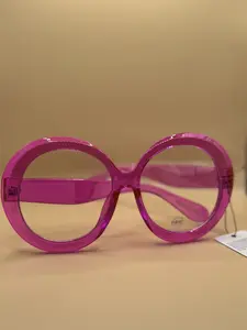 Pink Round Clear Lens Fashion Glasses – Non-Prescription Statement Frames
