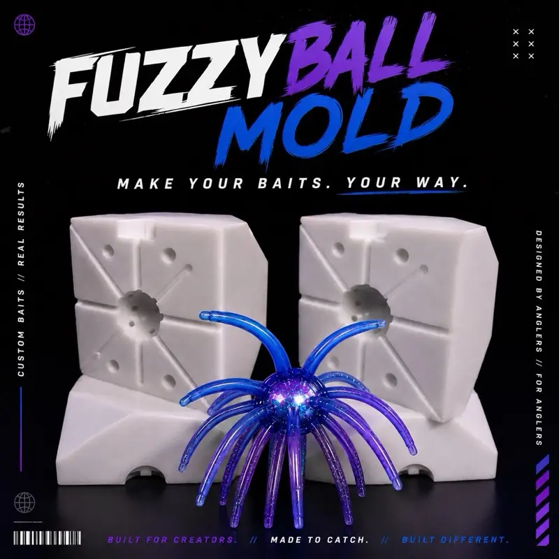 Fuzzy Ball Mold fishing bait mold | Coike Style Fishing Lure Mold | Soft Plastic Fishing Mold