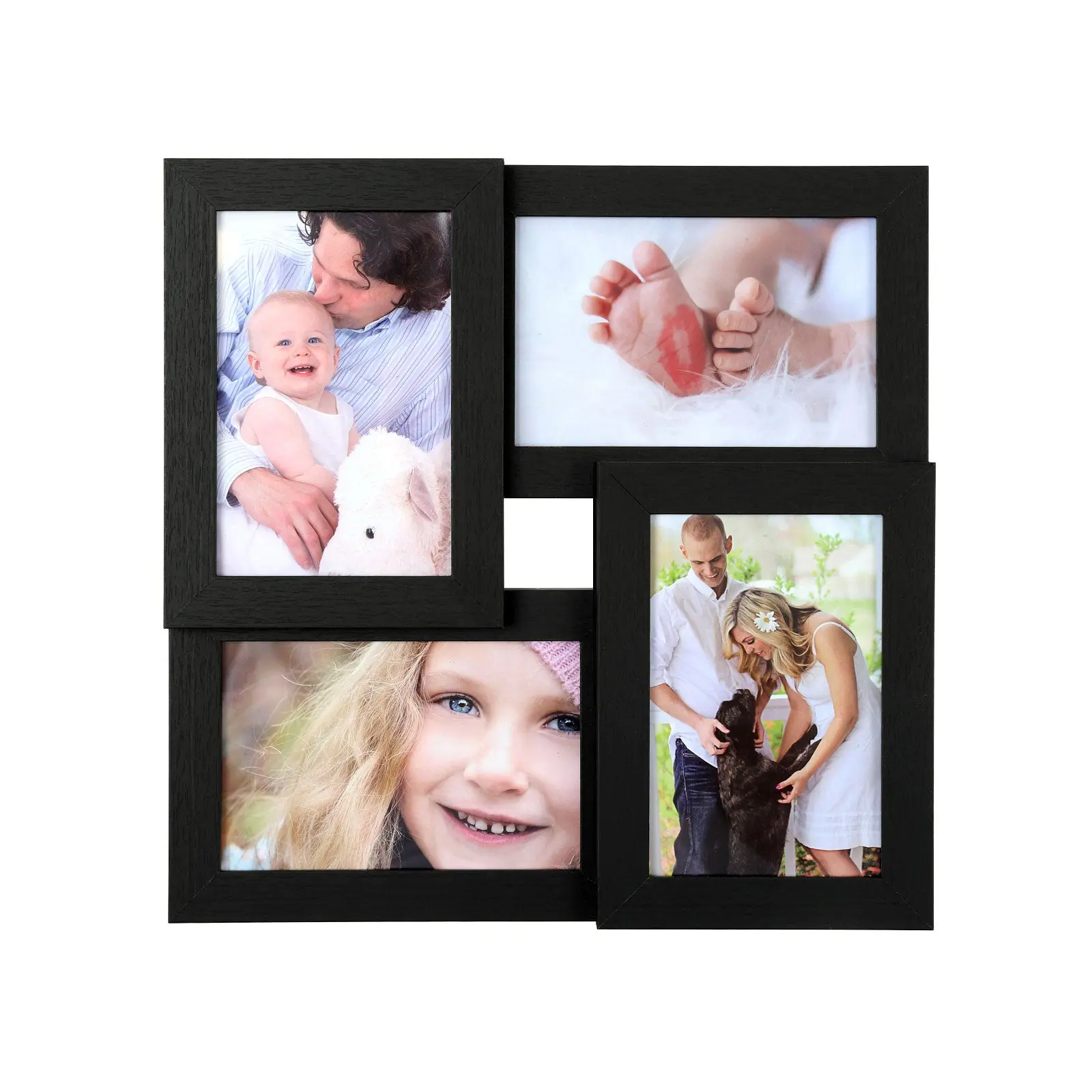 4-Piece Irregular Modern 4x6 Photo Frame Collage Set, Wooden Hanging Wall Frames with Glass Front, Home Organizer & Decor for Home Supplies