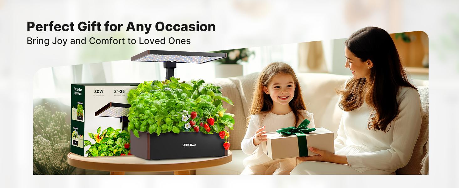 SUNCOZE Hydroponics Growing System Kit 12 Pods/20 Pods, Indoor Herb Garden with Grow Light 20W/24W/30W, 4L/10L Large Water Tank with Adjustable Height, Built-in Pump, Gardening Gifts