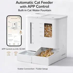 Automatic Cat Feeder with Cat Water Fountain, 5L Smart Pet Feeder with Voice Recorder APP Control 2.4G/5G WiFi for Cats Dogs, Automatic Food Dispenser Pet Products
