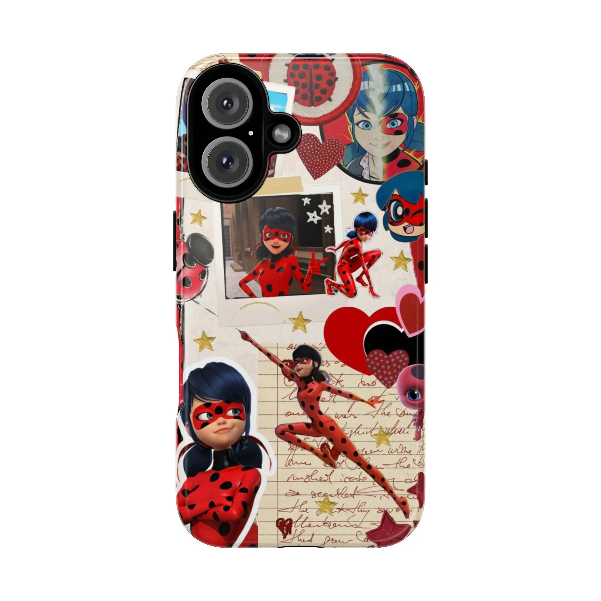 Miraculous Ladybug & Cat Noir Collage Phone Case, Ladybug Cat Noir Poses Parisian Love & Identity Vibes, fashion vibes dreamy emotional expressive collector gift play now, iPhone 17 16 15 14 13 12 Pro Max Plus X, Galaxy S25 S24 S23 S22 Ultra